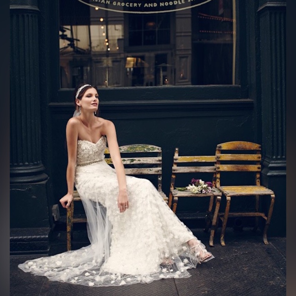 Theia Ava Embroidered Beaded Tulle Wedding Dress Overskirt